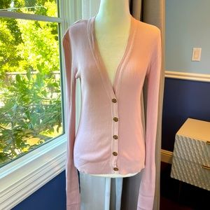 Tory burch cardigan, soft pink, gold logo button, size: XS